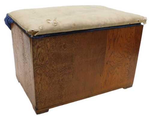 An early 20thC oak blanket box, of rectangular form, with later covering, 62cm high, 88cm wide,...
