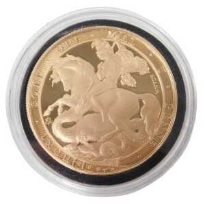 An East India Company William Wyon 22ct gold five sovereign proof coin, St Helena issue, edition...