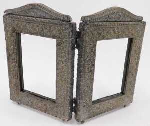 A 20thC two fold photograph frame, hinging at the centre, each section of rectangular form with... - 2