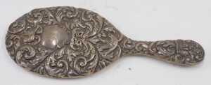 A Victorian harlequin silver five piece dressing table set, to include hairbrush repousse... - 3