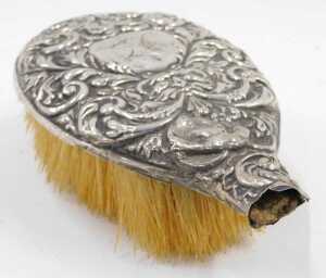 A Victorian harlequin silver five piece dressing table set, to include hairbrush repousse... - 12