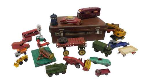 Various toys, diecast vehicles, etc., to include a Dinky Supertoys Express Horsebox hire service,...