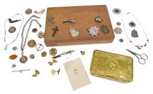 Various militaria, etc., to include a Queen Mary 1914 brass chocolate and cigarette tin, 11cm...