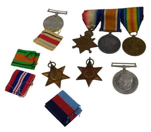 A WWI medal trio, comprising Campaign, Victory and 1914-15 star, each similarly marked PTE C W...