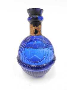 Two cobalt blue glass Harden's Star hand grenade fire extinguishers, each with textured bodies... - 2