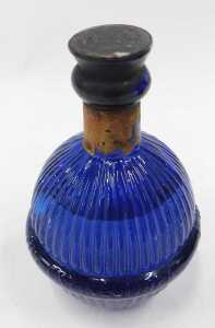 Two cobalt blue glass Harden's Star hand grenade fire extinguishers, each with textured bodies... - 3