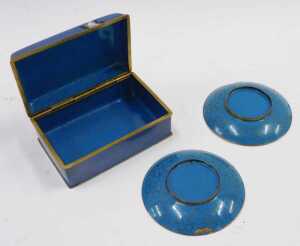 A 20thC cloisonne box, of oblong form, with domed lid, profusely decorated with flowering shrubs,... - 4