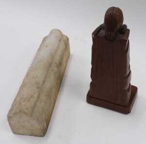 A Sharman's British Columbia Canada carved Inuit style totem figure, on oblong base, labelled... - 2