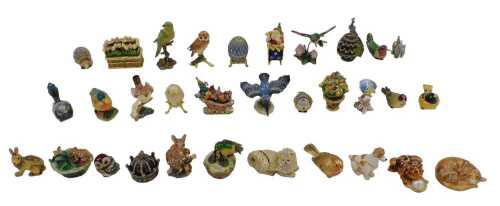 Various decorative metal animal ornaments, birds, field mouse, 6cm high, others, enamel finish...