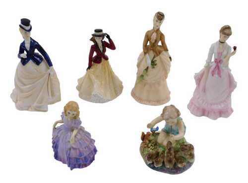 Various lady and other figure ornaments, Alfie Doughty, Worcester Woodland Dance figure,...