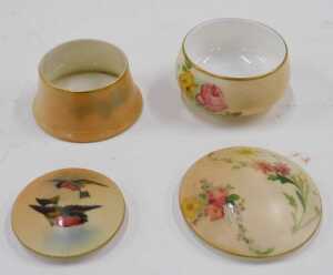 Various Royal Worcester blush ivory porcelain, to include a jug with shaped beak spout, angular... - 2
