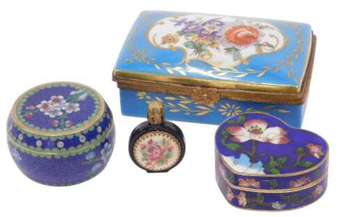 A 20thC Chinese cloisonne enamel jar and cover, of circular form, profusely decorated with...