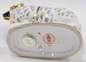 A Royal Crown Derby paperweight ornament of a ram, with silver stopper, 14cm high. - 3