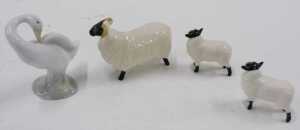 Various pottery and effects, to include two small Beswick black ewe sheep, 7cm high, Lladro... - 2