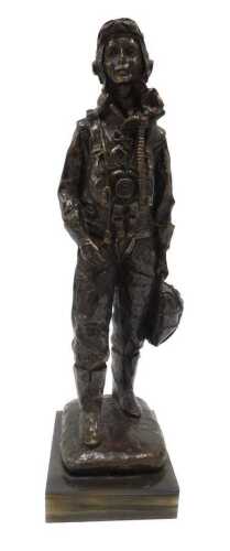 A Taylor limited edition spelter finish figure, RAF style figure, number 126/500, on plinth base,...