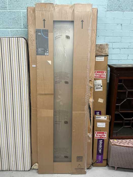 V - An as new Alamere sliding door, 1200mm, and other handles, etc., partially boxed. (a quantity)...