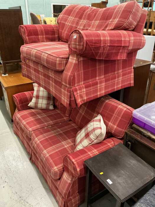 A Laura Ashley two piece lounge suite, comprising two seater and single seater settee, in...