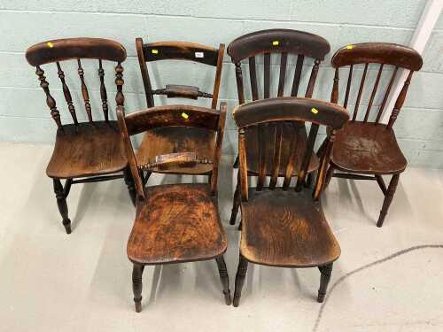 Various 19thC chairs, to include lath back, other kitchen chairs, 19thC and other. (a quantity)