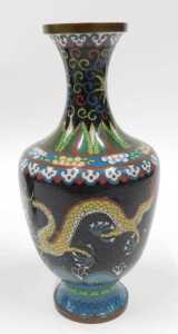 A pair of 20thC Chinese cloisonne vases, each with inverted stems on shouldered bodies,... - 3