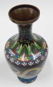 A pair of 20thC Chinese cloisonne vases, each with inverted stems on shouldered bodies,... - 5