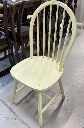 A cream painted hoop back dining chair.