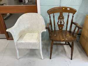 A carver chair and a Lloyd loom style chair. (2)