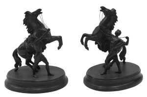 A pair of Marley horses, Grand Tour style, probably mid-20thC, 21cm high.