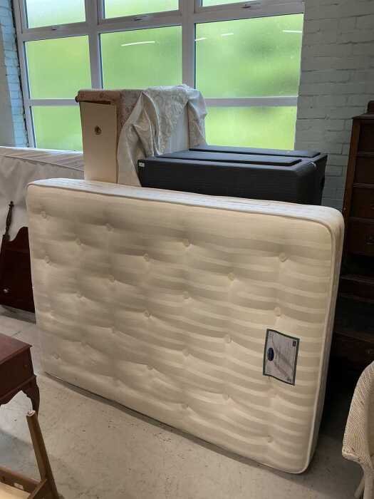 A divan style double bed with drawer, with double base, and a Highgrove, Apsley Natural Ortho...