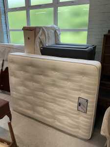A divan style double bed with drawer, with double base, and a Highgrove, Apsley Natural Ortho...
