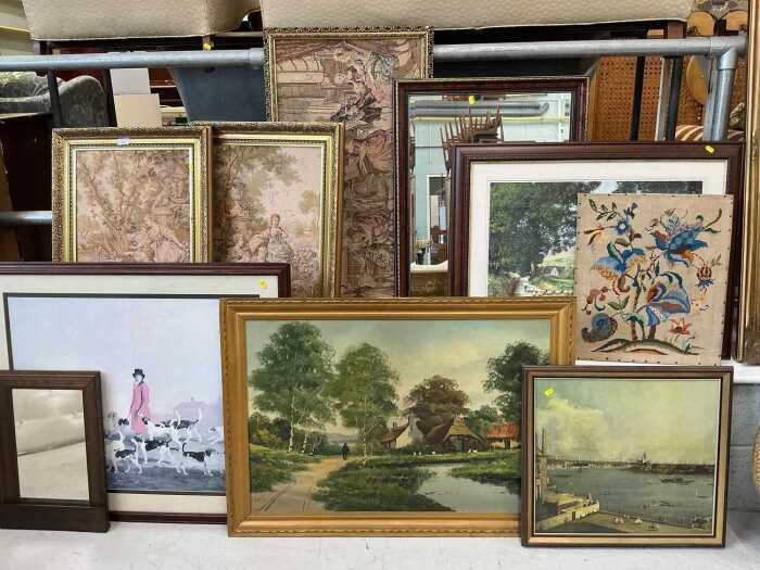 Various mirrors, tapestries, pictures, prints, etc. (a quantity)