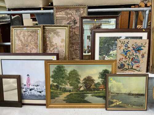 Various mirrors, tapestries, pictures, prints, etc. (a quantity)