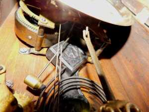 A late 19thC oak cased American gingerbread clock, the 13cm diameter Roman numeric dial marked... - 3