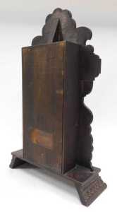 A late 19thC oak cased American gingerbread clock, the 13cm diameter Roman numeric dial marked... - 4