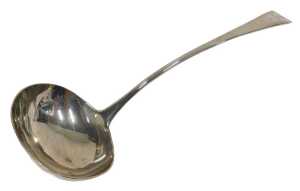 A George III silver ladle, Old English pattern, with crested oval bowl by Peter & William...