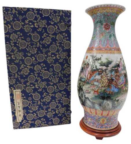 A 20thC Chinese Republic porcelain famille rose vase, of large proportion, the delicately...