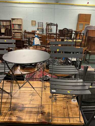 V - An outside catering pub or patio metal framed table, and two chairs. With the option of the next...