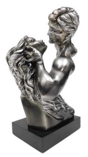 An Austin productions 1997 Silvertone resin sculpture Desire, after S. Romo, on plinth base,...