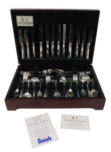An Arthur Price England silver plated canteen of cutlery, with some serving pieces, part...