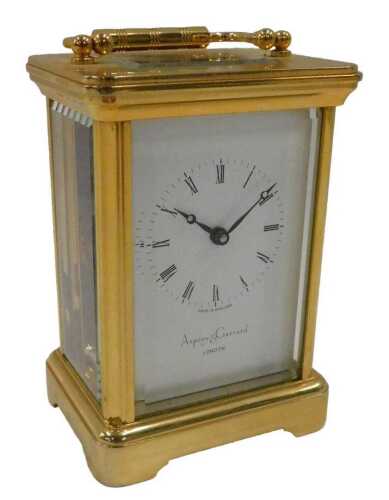 An Asprey & Garrard carriage clock, of rectangular form, with 5cm wide back plate with Roman...