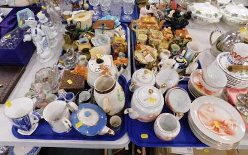 Various pottery, collectables and effects, china, cottageware, poodle ornaments, part Japanese...