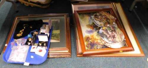 Various pictures, prints, collectable plates, jewellery, commemorative poppy, various other...