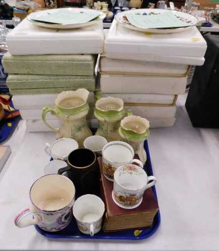 Collectors plates, Royal horticultural society flower plates, various other pottery jugs, Prince...