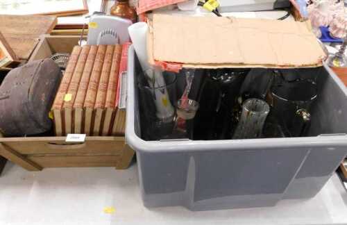 Glassware, vases, Nailsea style and others, Walton Super 8 Home Movie & Player, various books,...