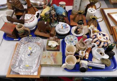 Various pottery and effects, Winston Churchill small Royal Doulton Toby jug, treen, parrot...