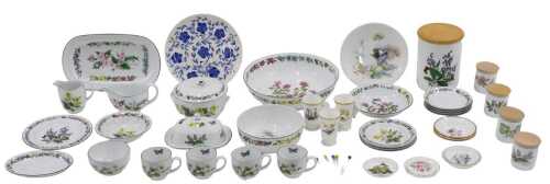 Various Royal Worcester porcelain, Worcester Herbs pattern cups, lidded jars, various other...