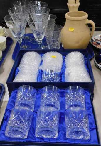 Various boxed crystal, to include Royal Scott crystal, whisky tumblers, drinking glasses, onyx...