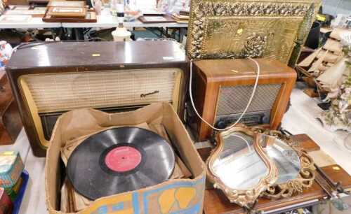 Bygones and collectables, etc., to include two vintage radios, pharmaceutical style bottle (AF),...