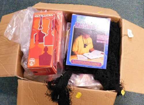 Various embroidery, sewing and other items, a Beam and Read magnifier, tapestry wool, Steam...