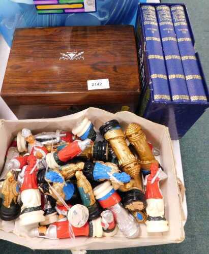 A 19thC rosewood travel box, of rectangular form, with mother of pearl inlay, The Oxford Library...