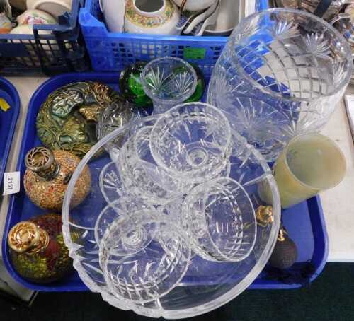 Various glassware, vase, decorative, hand painted and other glassware, Art Nouveau style plaque,...